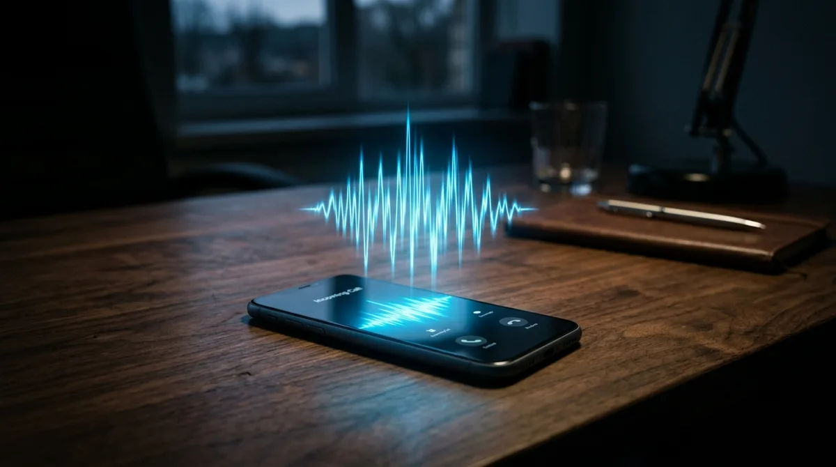 Phone call with waveform representing a cloned voice