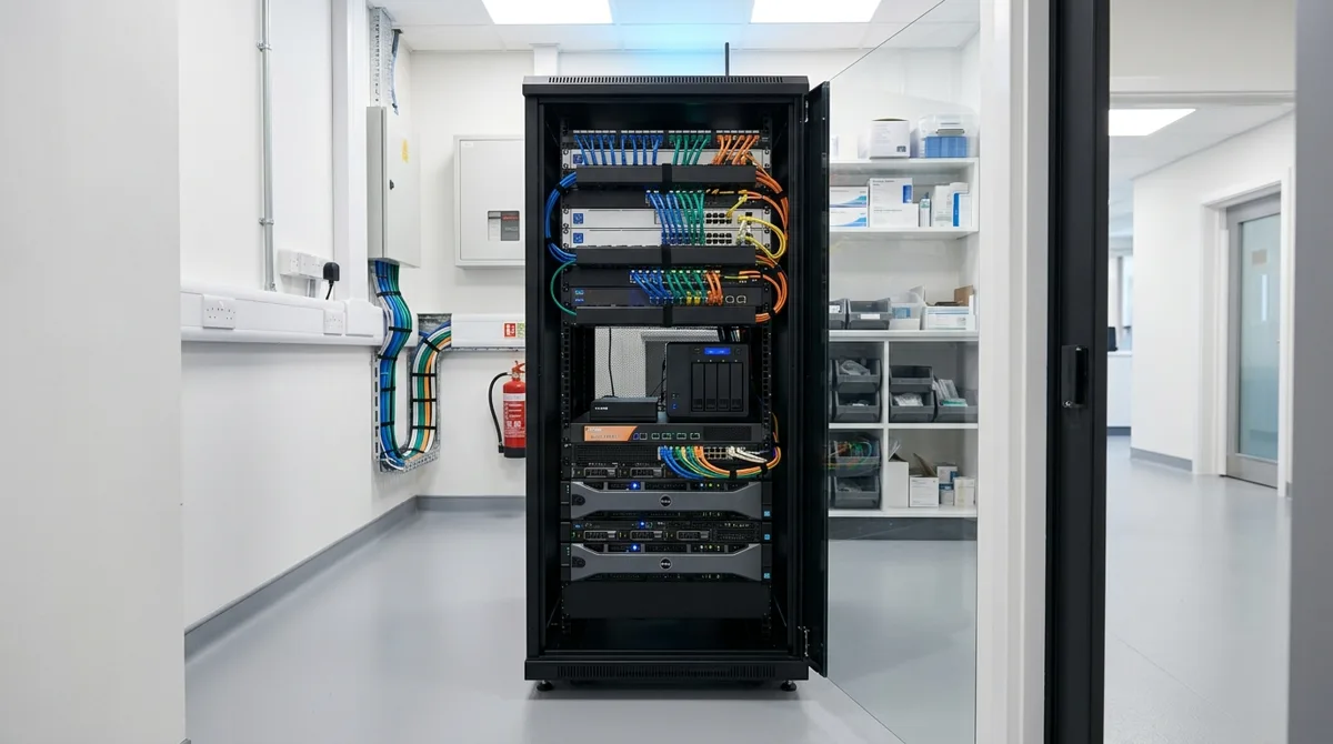 Medical practice front desk with secure patient systems