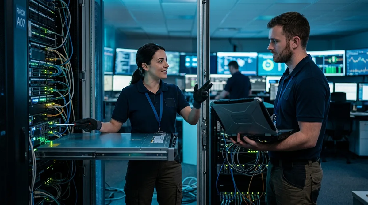 Co-managed IT: internal IT staffer collaborating with external MSP engineers